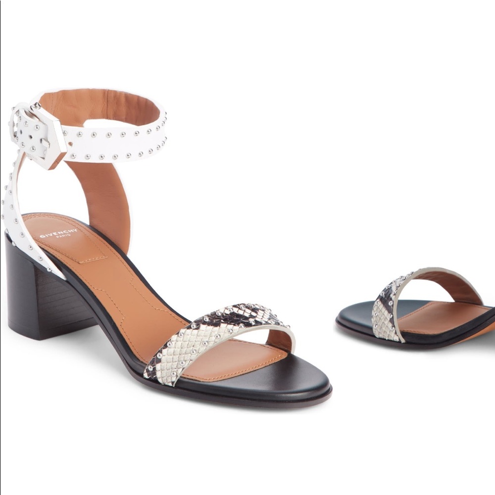 Givenchy Studded Snake Print Ankle Strap Sandal